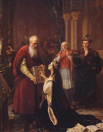 Jozef Simmler Queen Jadwiga's Oath. oil painting picture